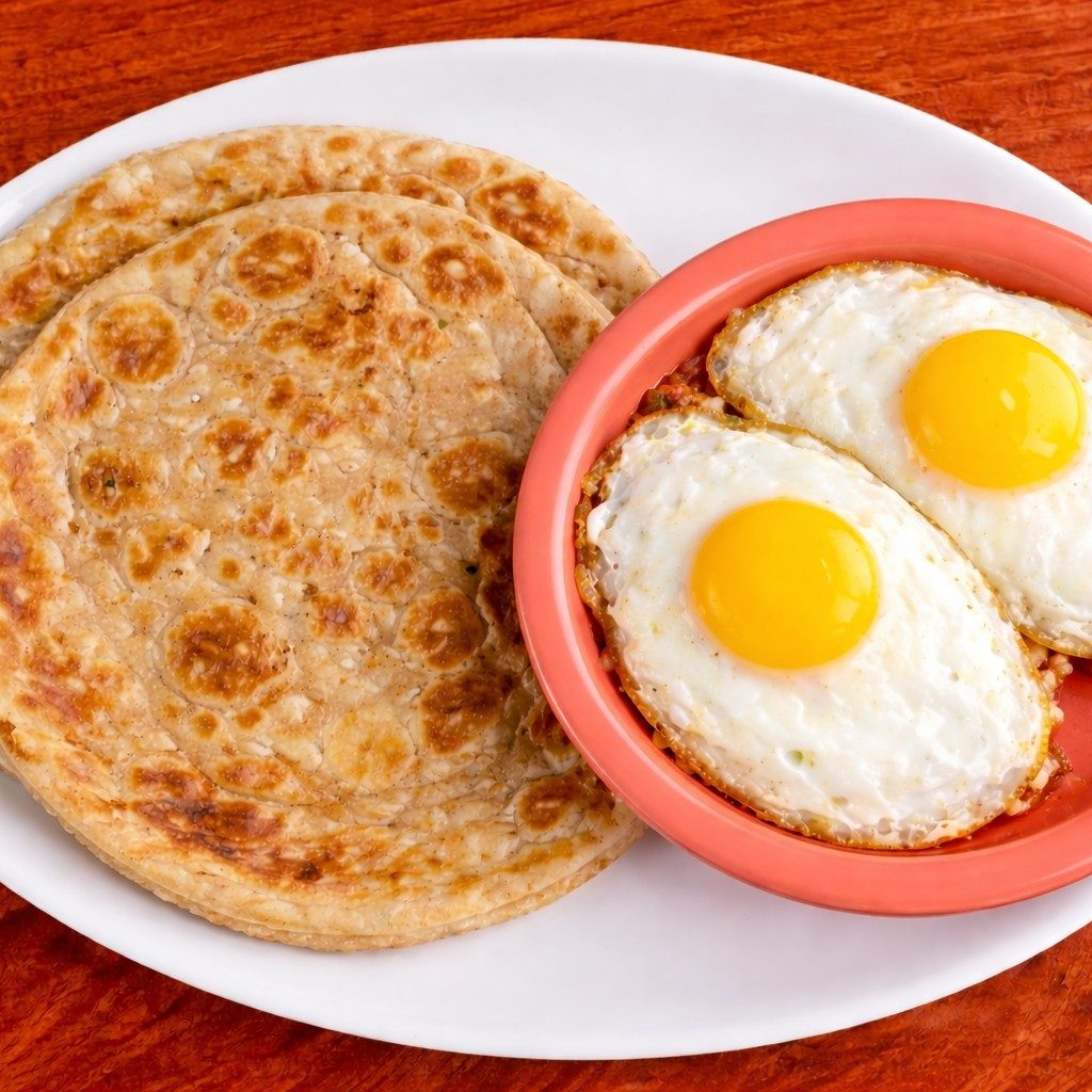 Fried Eggs With Paratha.