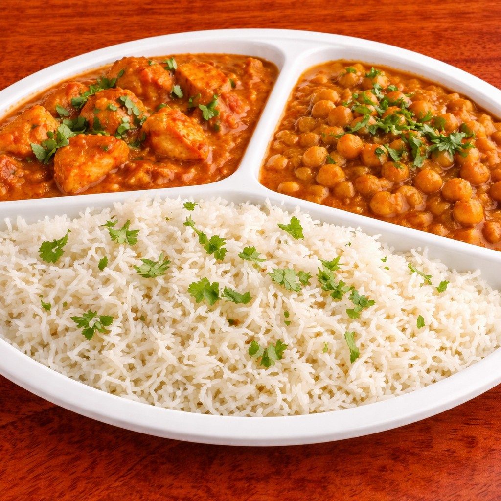 Chicken Tikka Masala With Channa Masala.