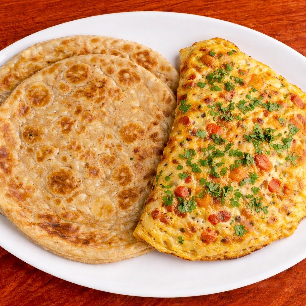 Omelette With Paratha.