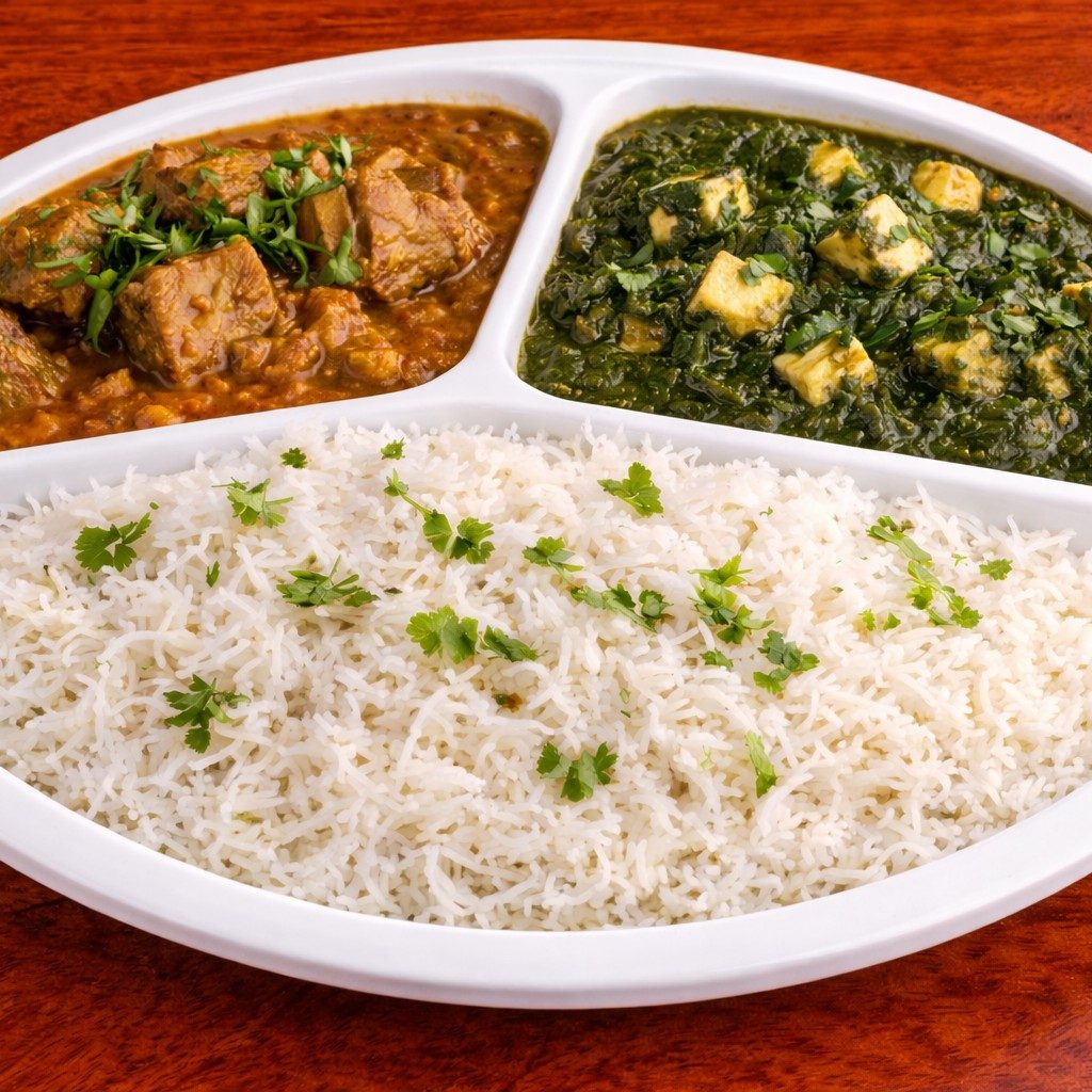 Lamb Korma With Palak Paneer.